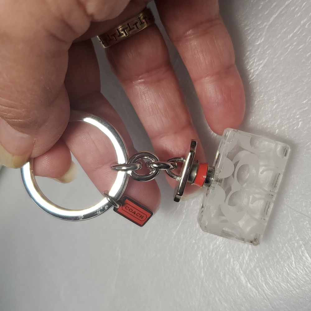 Coach Clear Acrylic Perfume Bottle Keychain with Red Accent - Picture 2 of 4